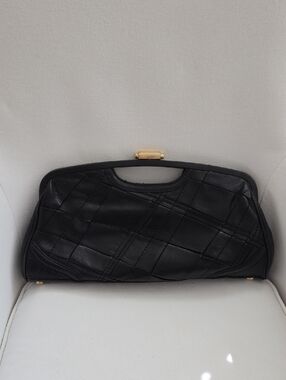 Elliott Lucca Classic Black Quilted Leather Women's Clutch EUC